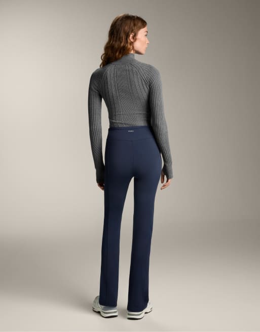 OYSHO - Warm - Pantaloni a zampa caldi blu navy a vita alta, 4 di 4