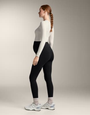 OYSHO - Warme, knöchellange Umstands-Leggings in Schwarz, 70 cm Schrittlänge