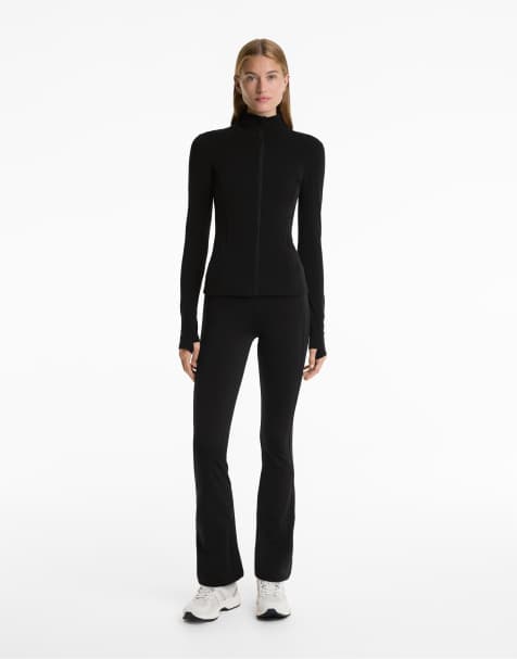 Oysho – Warme Schlaghose in Schwarz mit hohem Bund - view 1