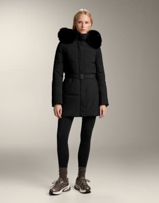 OYSHO - Wasserabweisende Midi-Jacke in Schwarz mit Primaloft-Wattierung