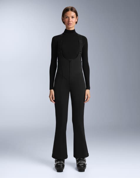 OYSHO Water-resistant flare ski dungarees in black - view 1
