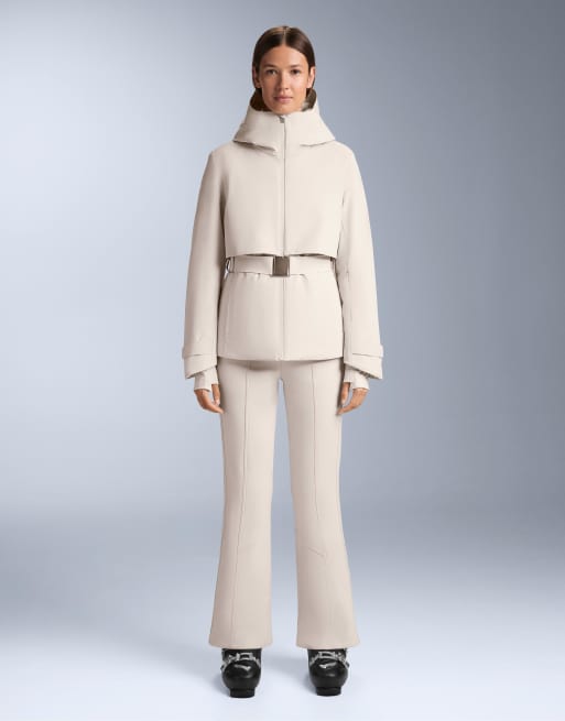 OYSHO Water-resistant high-rise flare stretch ski trousers in pale mink, 2 of 4