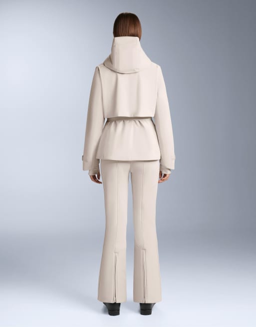 OYSHO Water-resistant high-rise flare stretch ski trousers in pale mink, 3 of 4