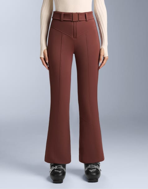 OYSHO Water-resistant high-rise flare stretch ski trousers in terracotta - view 1