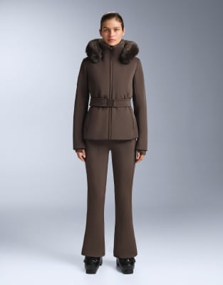 OYSHO Water-resistant stretch flare ski trousers in light brown | ASOS