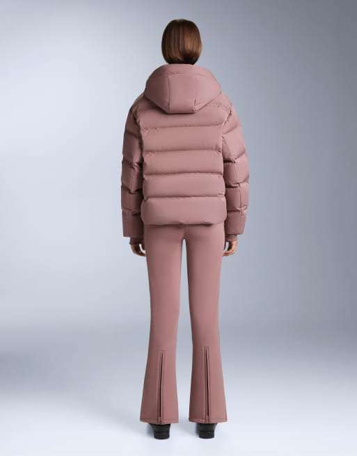 OYSHO Water-resistant stretch flare ski trousers in pink-mauve, 3 of 4