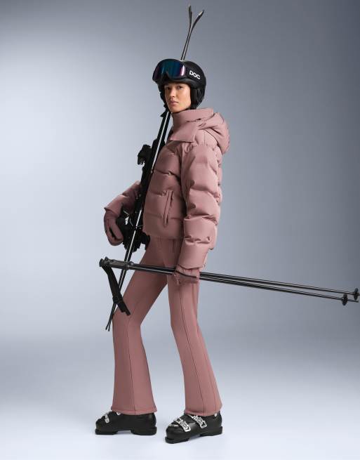 OYSHO Water-resistant stretch flare ski trousers in pink-mauve, 4 of 4