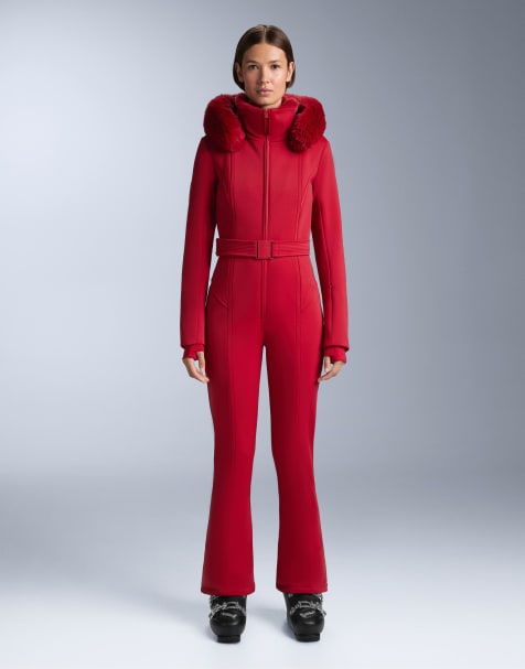 OYSHO Waterproof fitted stretch ski jumpsuit in red - view 1