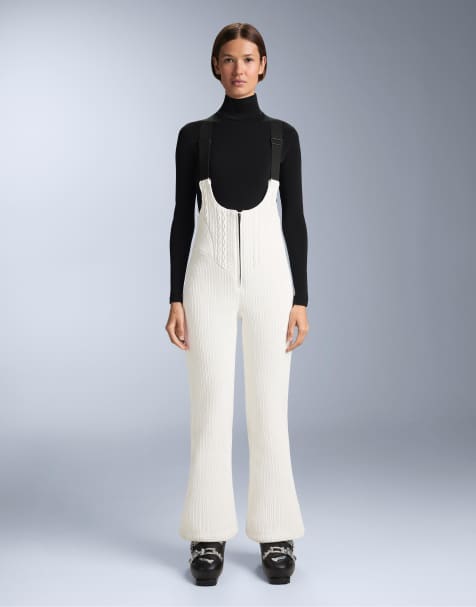 OYSHO Waterproof ski flare dungarees in off-white - view 1