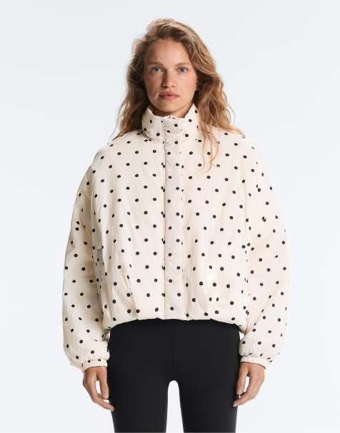 OYSHO Waterrepellent fellex® aerogel polka dot padded jacket in pale ecru - view 1