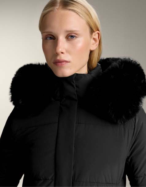 OYSHO Waterrepellent primaloft® padded midi jacket in black - view 1