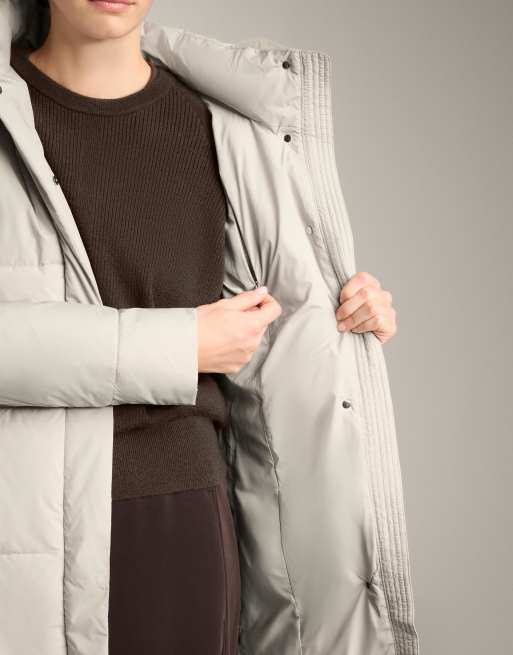 OYSHO Waterrepellent primaloft® padded midi jacket in stone, 4 of 4