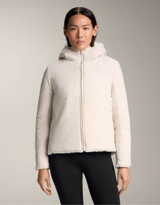 OYSHO - Wattierte Jacke aus Fellex Aerogel-Kunstpelz in Steinbeige-Grau