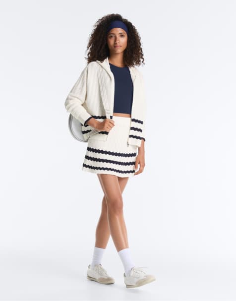 OYSHO Wave knit short skirt in pale ecru - view 1