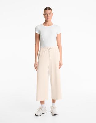 Oysho - Weiche Cropped-Hose aus Modalmix in Steinbeige mit weitem Bein-Grau