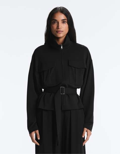 OYSHO – Weiche Jacke mit Modalanteil in Schwarz mit Gürtel - view 1