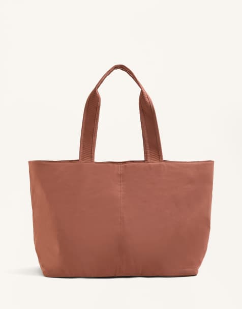 OYSHO – Weiche Shopper-Tasche in Terrakotta mit Reißverschluss - view 1