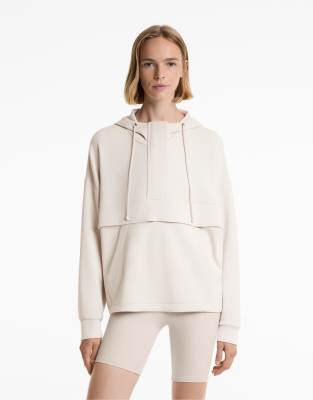 OYSHO - Weiches Sweatshirt in blassem Nerzbeige mit Modalanteil und Reißverschluss-Braun