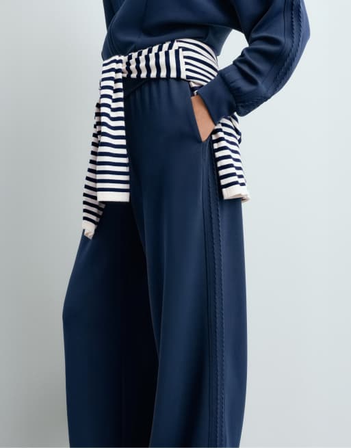 OYSHO weite Hose aus Modal mit Soft-Touch in Marineblau, 3 von 5