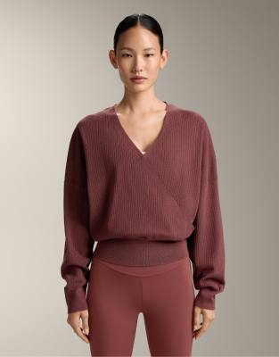 OYSHO - Wickel-Strickpullover in Mauve-Kupfer