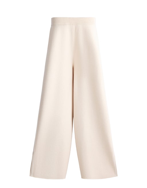 OYSHO Wide-leg contrast piping trousers in ivory ecru, 5 of 5