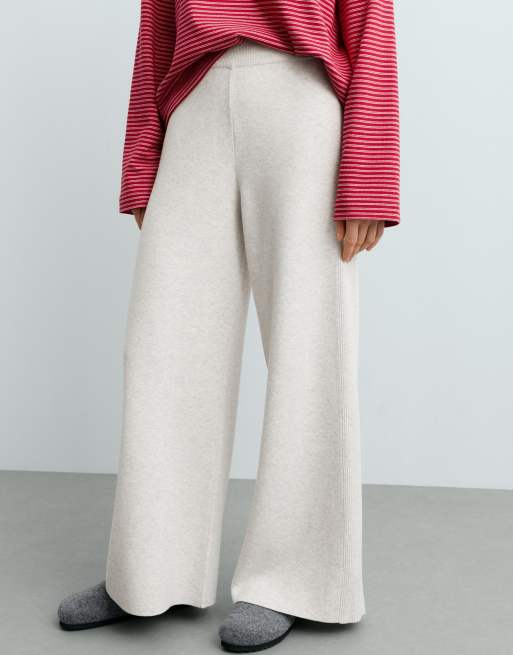 OYSHO Wide-leg straight trousers with side rib in ice, 2 of 5