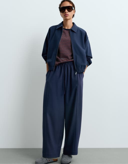 OYSHO Wool blend cropped jacket in navy, 6 of 6