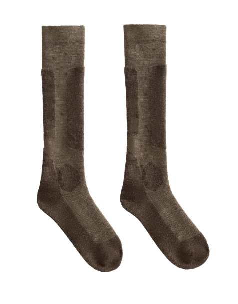 OYSHO Woolmark® wool blend long ski socks in brown - view 1