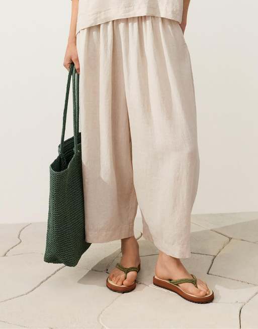 OYSHO Woven paper shopper in khaki, 2 of 7