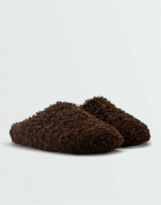OYSHO zoccolo caldo effetto montone sintetico marrone, 2 di 4