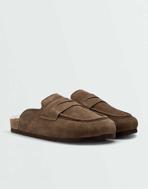 OYSHO zoccolo in camoscio foderato caldo azzurro chiaro, 2 di 5