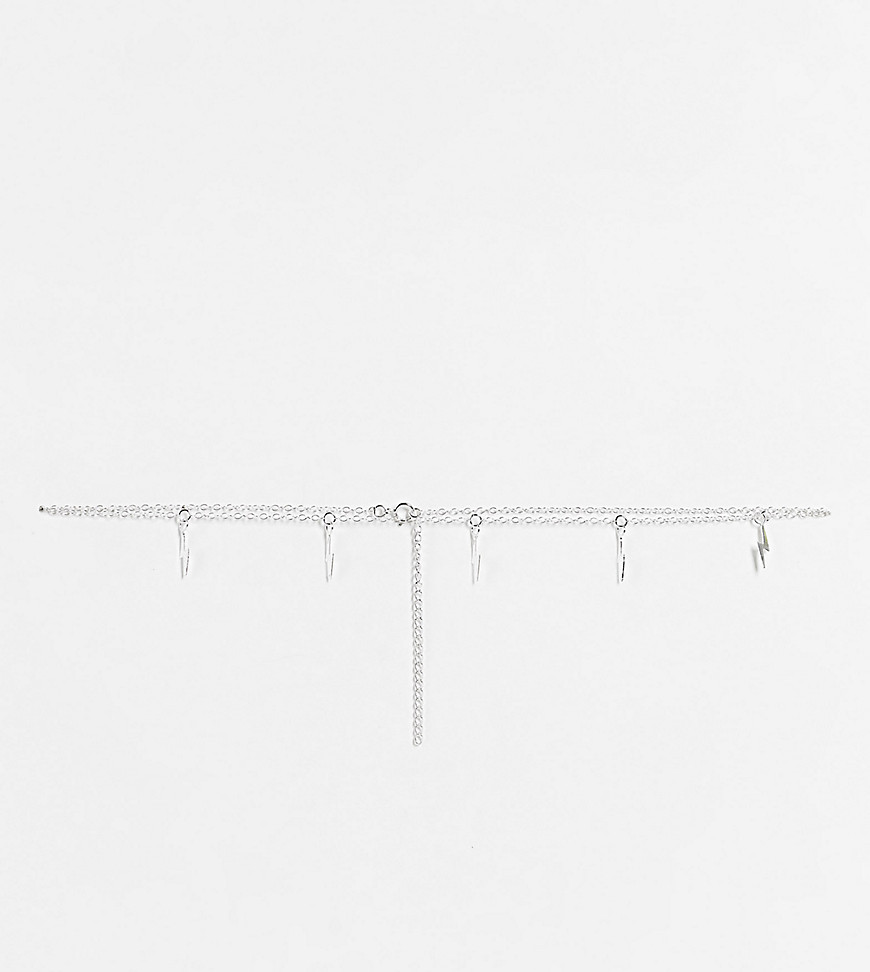 фото Ожерелье-чокер из стерлингового серебра с подвесками в виде молний kingsley ryan-серебристый