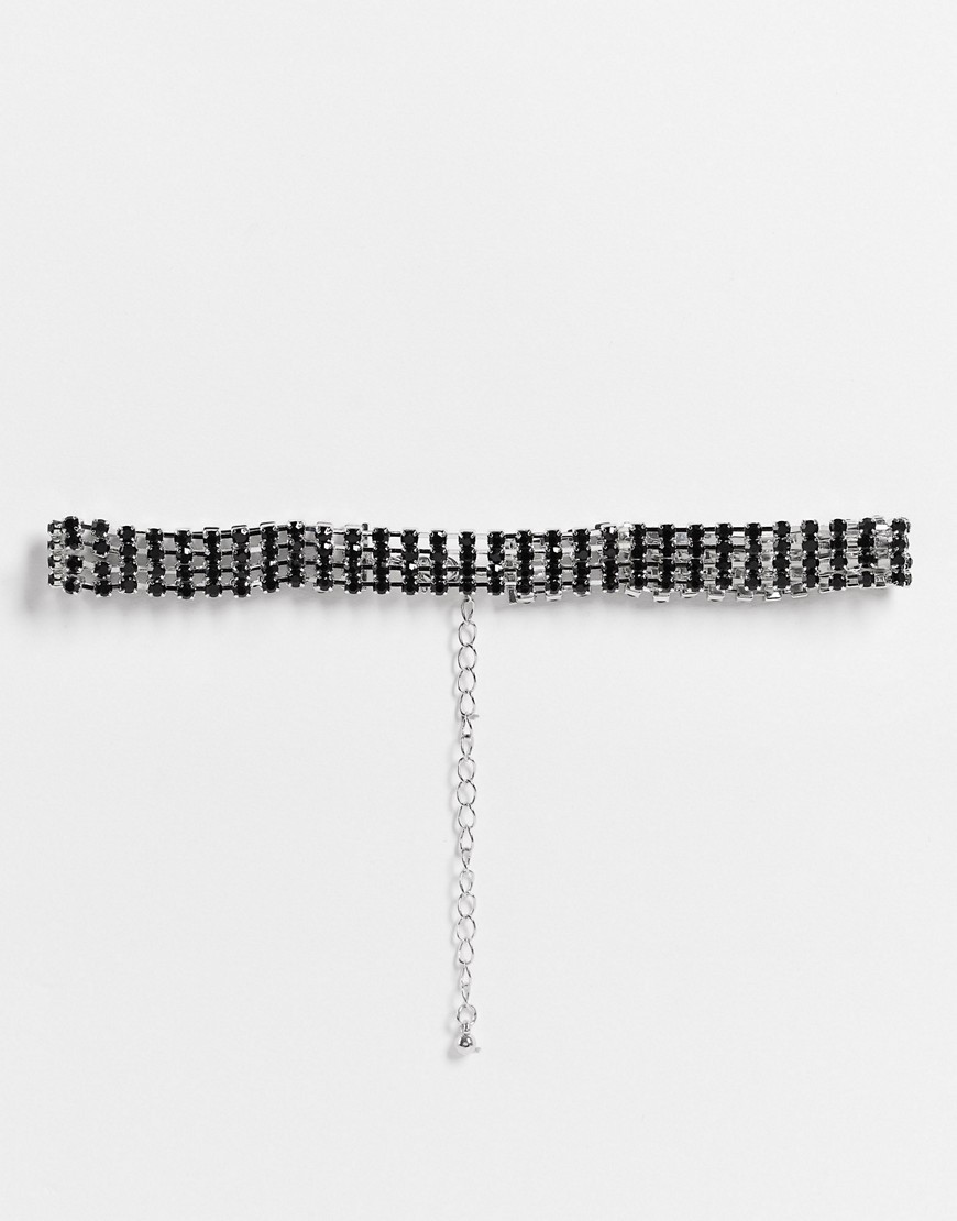 фото Ожерелье-чокер с кристаллами черного цвета asos design-черный цвет