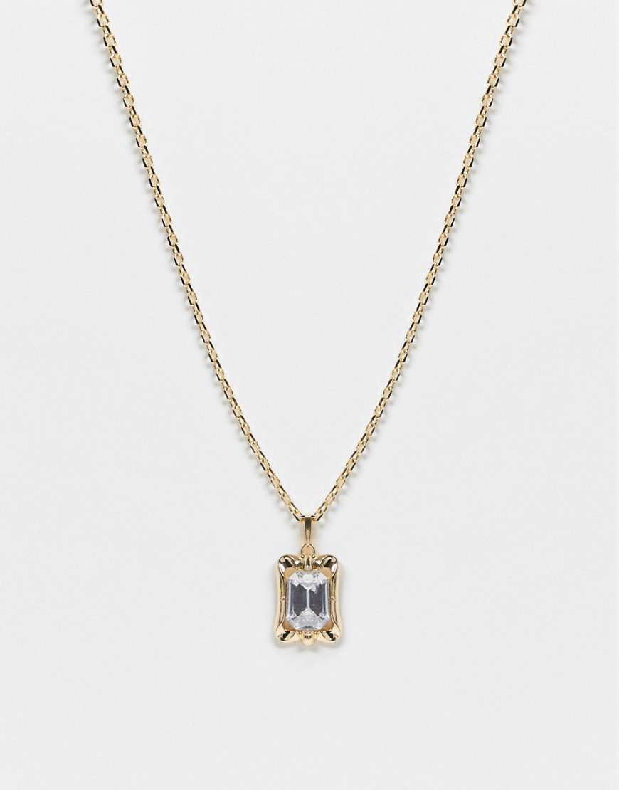 фото Ожерелье из 18-каратного золота с подвеской-жетоном с прозрачным камнем chained & able-золотистый