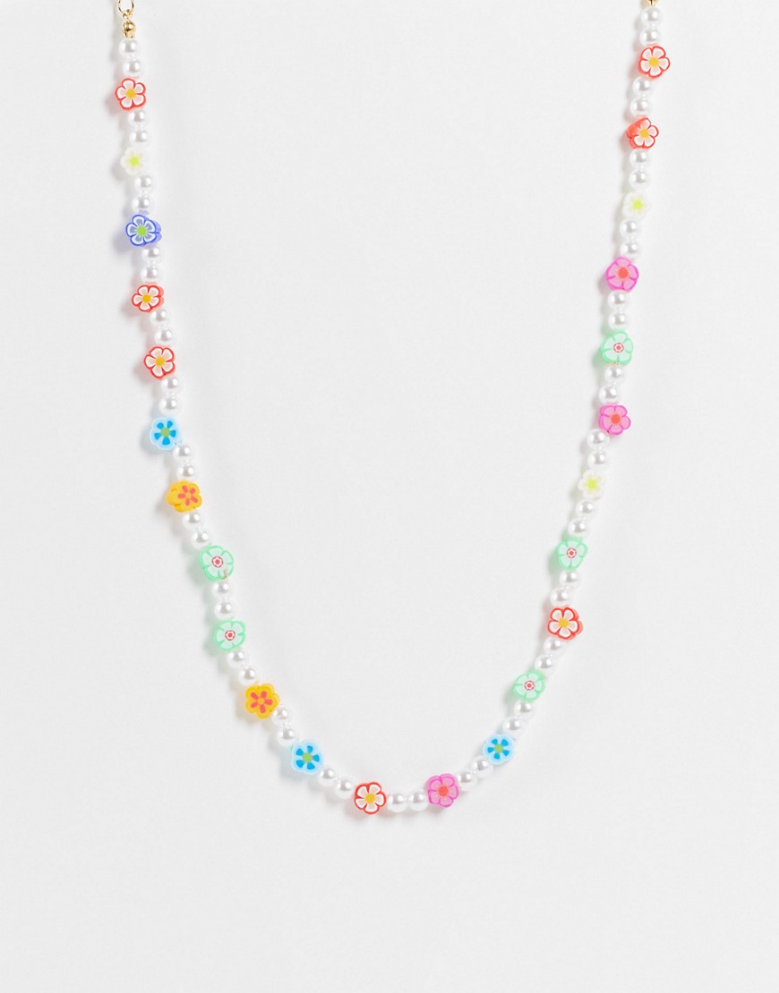 фото Ожерелье из искусственного жемчуга и бусин с цветочками madein-разноцветный madein.