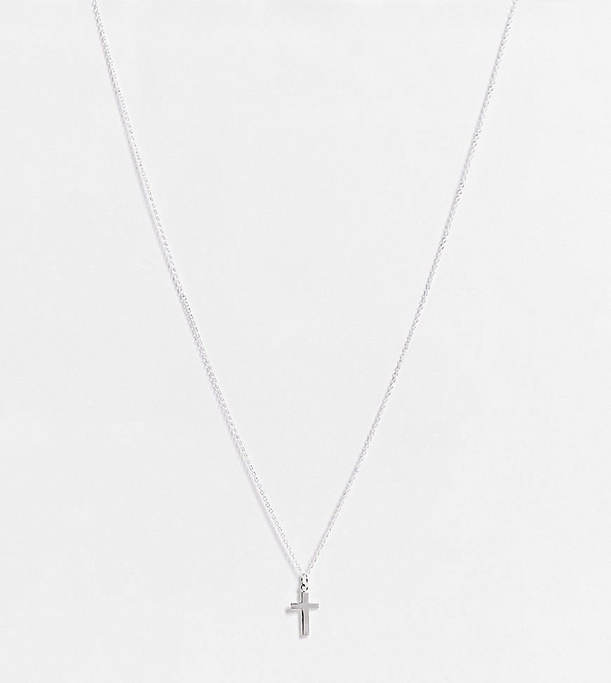 фото Ожерелье из стерлингового серебра с подвеской-крестом asos design curve-серебристый asos curve