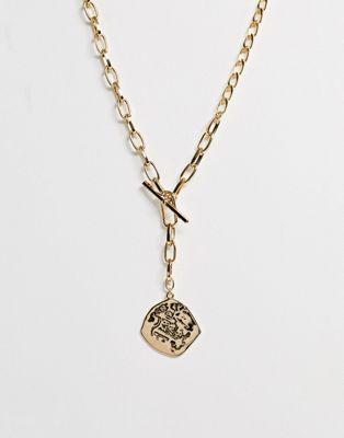 фото Ожерелье с длинной подвеской-монеткой allsaints-золотой
