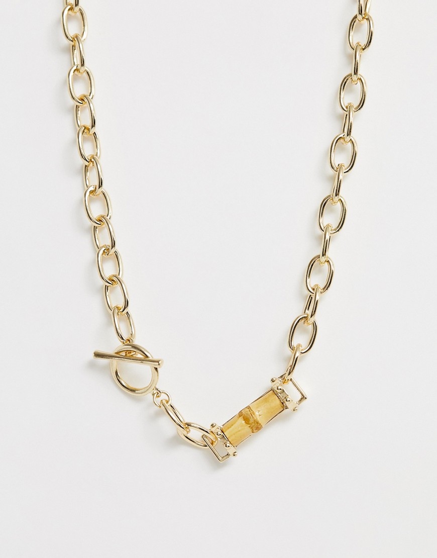 фото Ожерелье с массивной цепочкой и бамбуковой подвеской liars & lovers-золотой