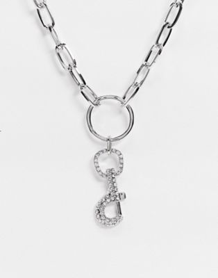 фото Ожерелье с овальными звеньями и отделкой стразами uncommon souls-серебряный