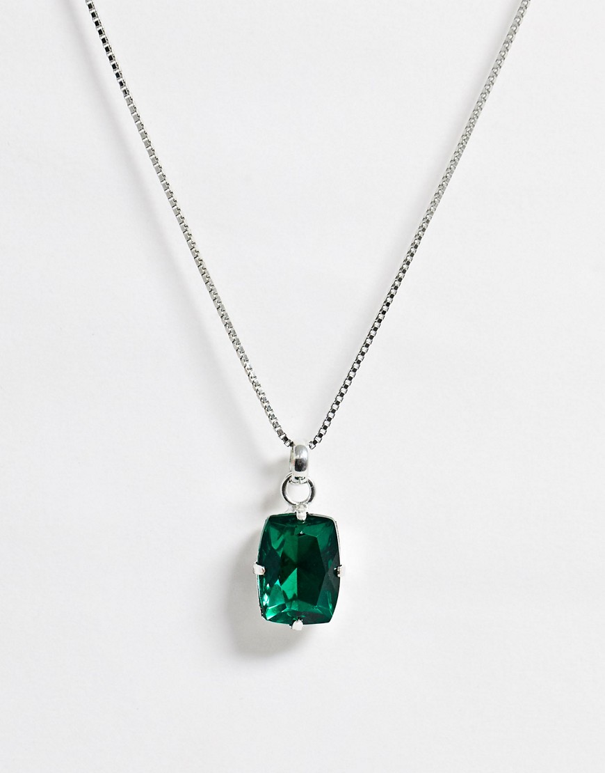 фото Ожерелье с подвеской-камнем krystal london-зеленый
