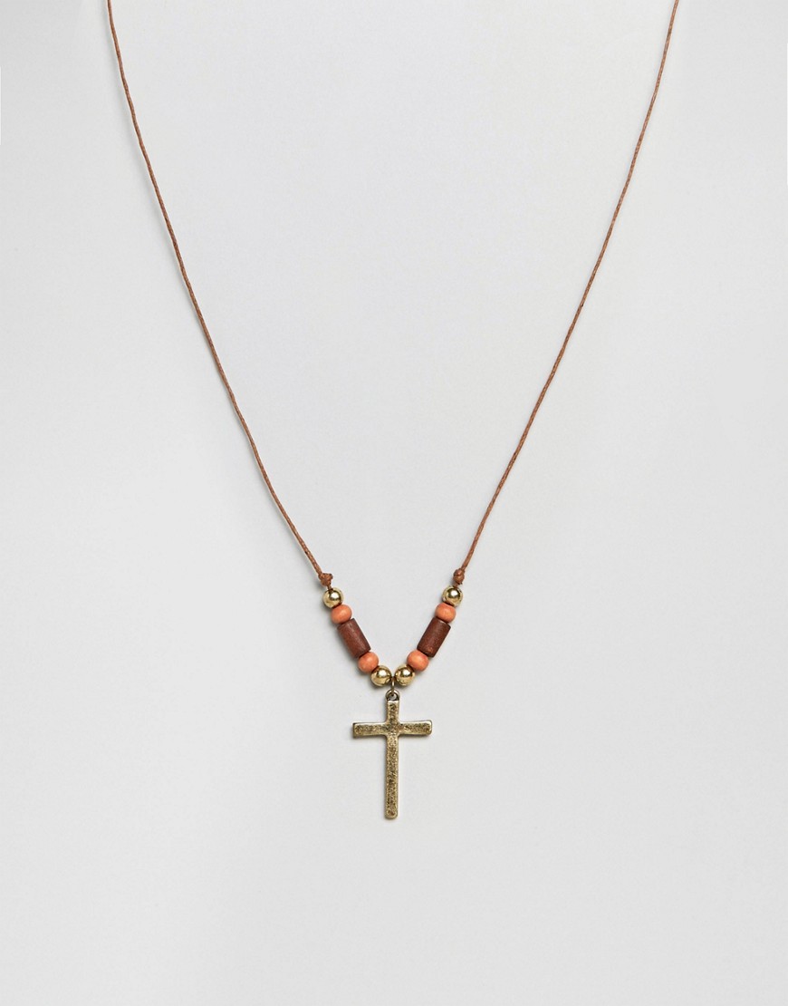 фото Ожерелье с подвеской-крестом classics 77-коричневый