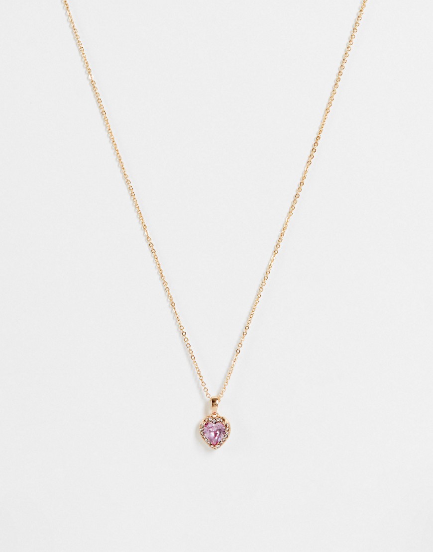 фото Ожерелье с подвеской-сердечком и отделкой стразами asos design-золотистый