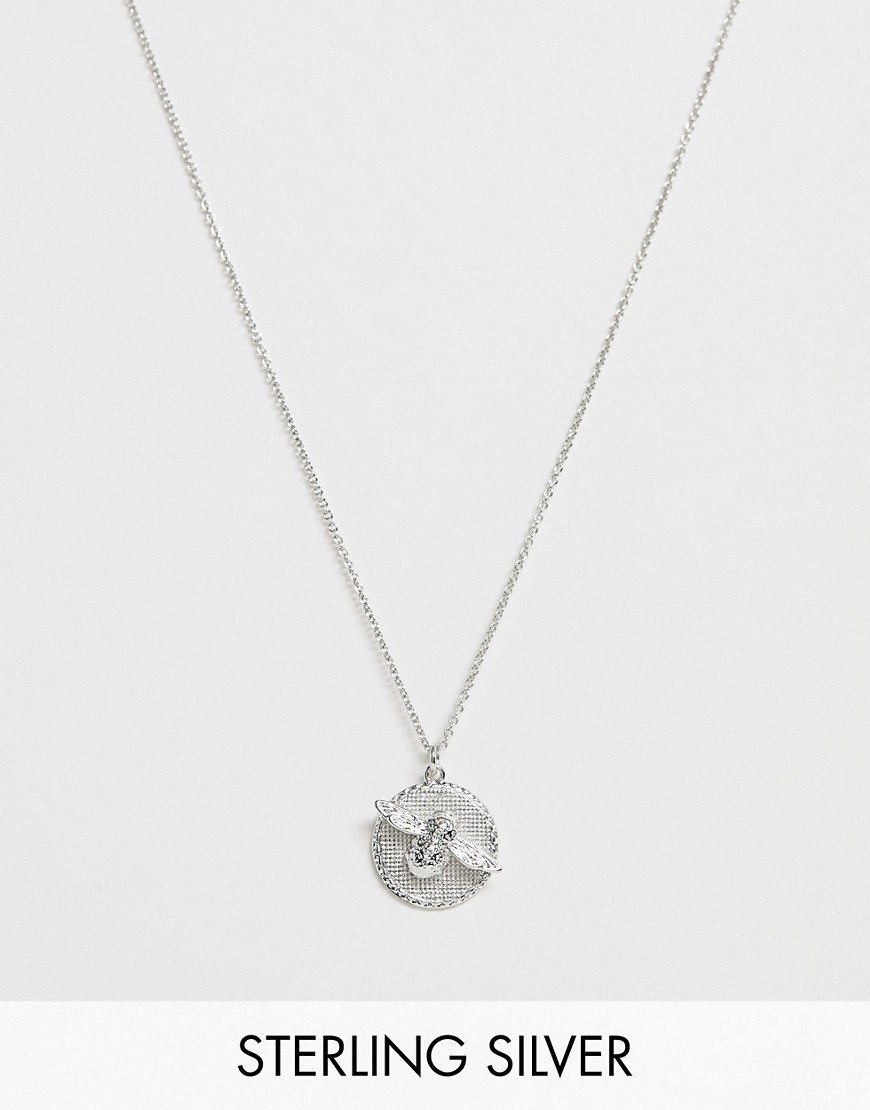 фото Ожерелье с подвеской в форме монеты с 3d-пчелой olivia burton-серебряный