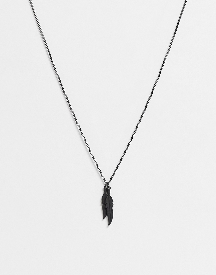 фото Ожерелье с подвеской в виде перьев river island-черный цвет