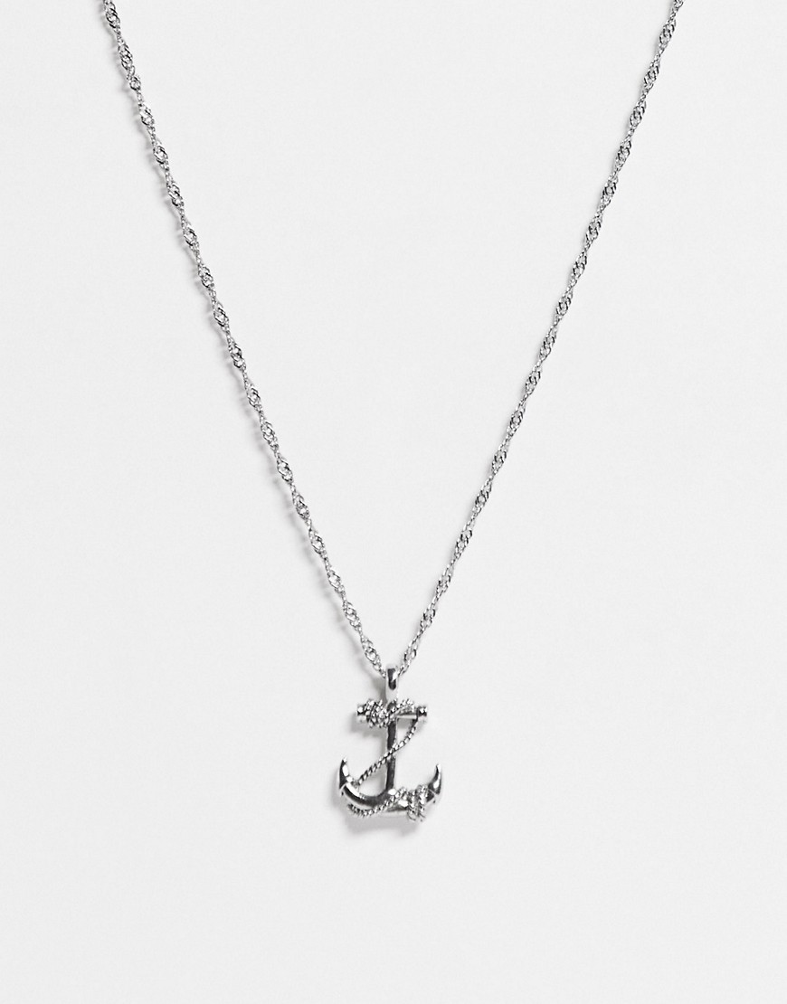 фото Ожерелье с подвеской в виде якоря river island-серебристый