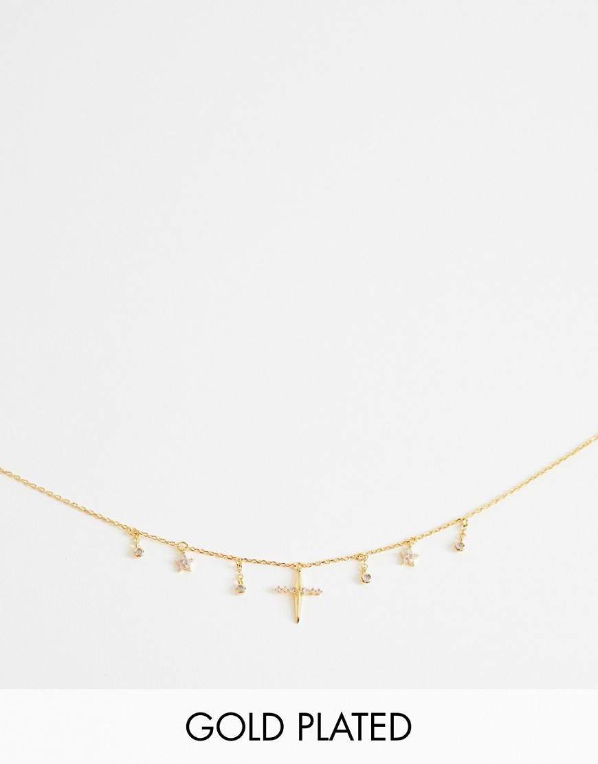 фото Ожерелье с позолотой из 18-каратного золота с подвеской-крестом astrid & miyu