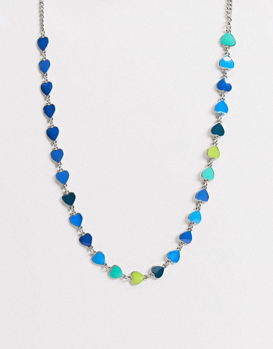 фото Ожерелье средней толщины 7 мм с подвесками в виде сердец синих цветов asos design-многоцветный