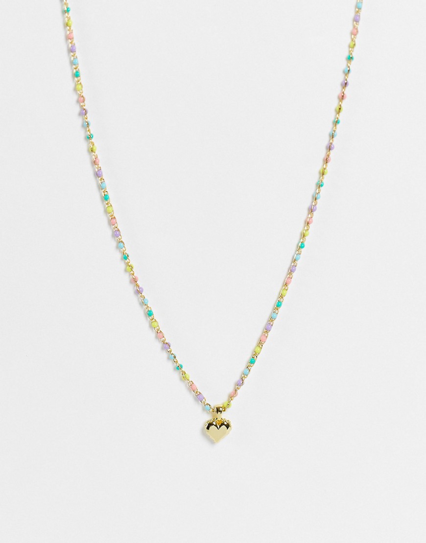  Ожерелье-цепочка с подвеской в виде блестящего сердца и отделкой бусинами с эмалью радужных цветов Ted Baker Saraah-Золотистый