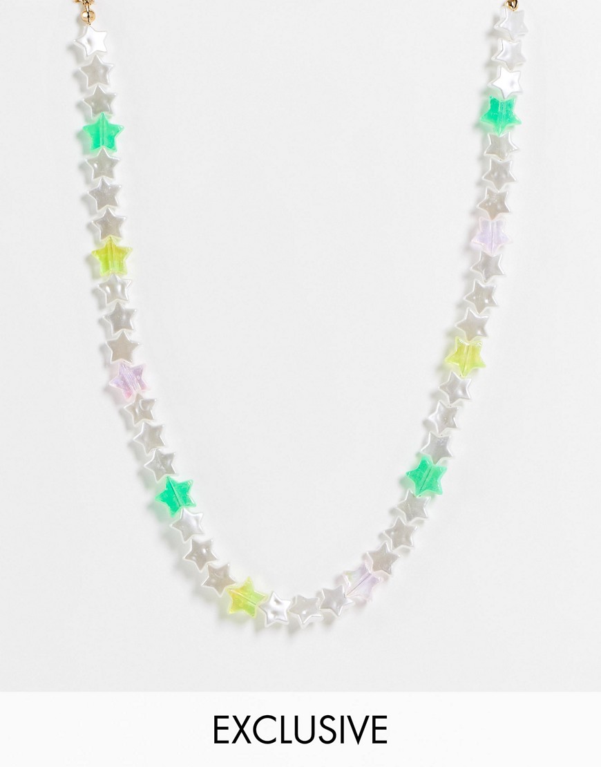 фото Ожерелье унисекс в стиле 90-х с радужными бусинами в форме звезд reclaimed vintage inspired-разноцветный