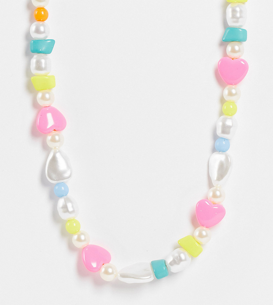 фото Ожерелье в стиле унисекс с отделкой разноцветным бусинами и искусственным жемчугом reclaimed vintage inspired-разноцветный